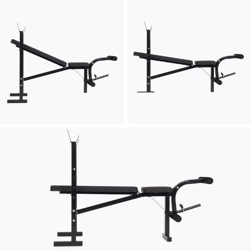 Ławka treningowa XTREXO BenchFit Lite ze stojakiem i sztangą czarny