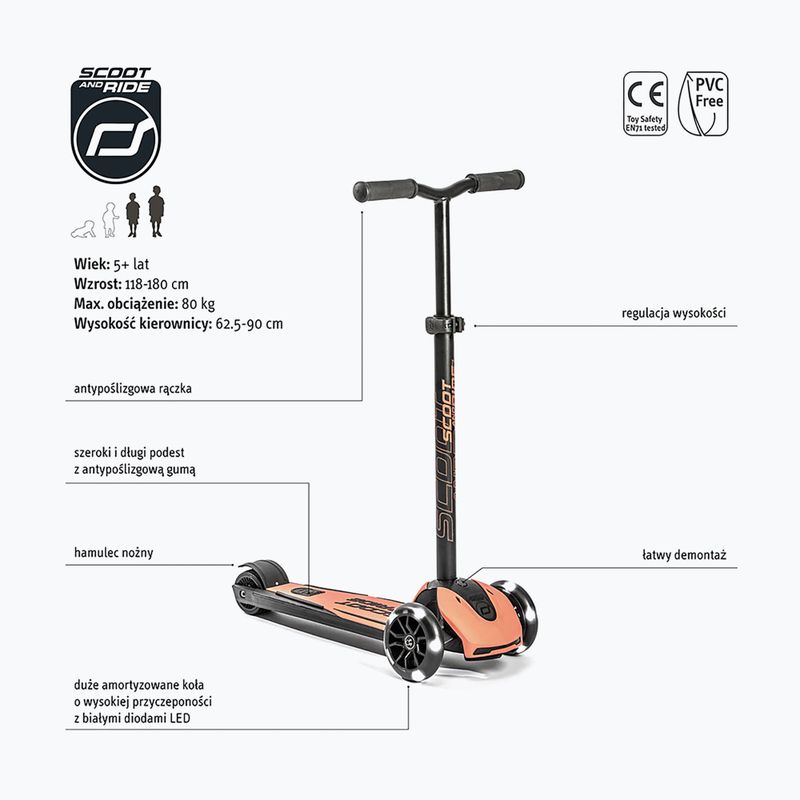 Hulajnoga trójkołowa Scoot & Ride Highwaykick 5 LED peach 2