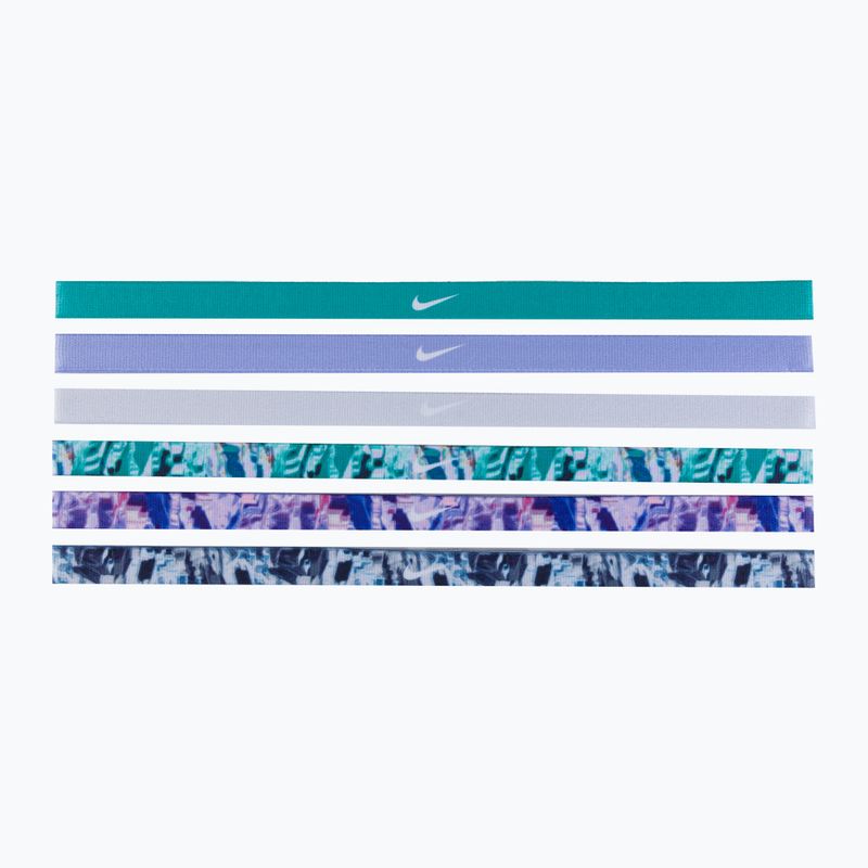 Opaski na głowę Nike Headbands Printed 6 szt. neptune green/malachite/pure platinum