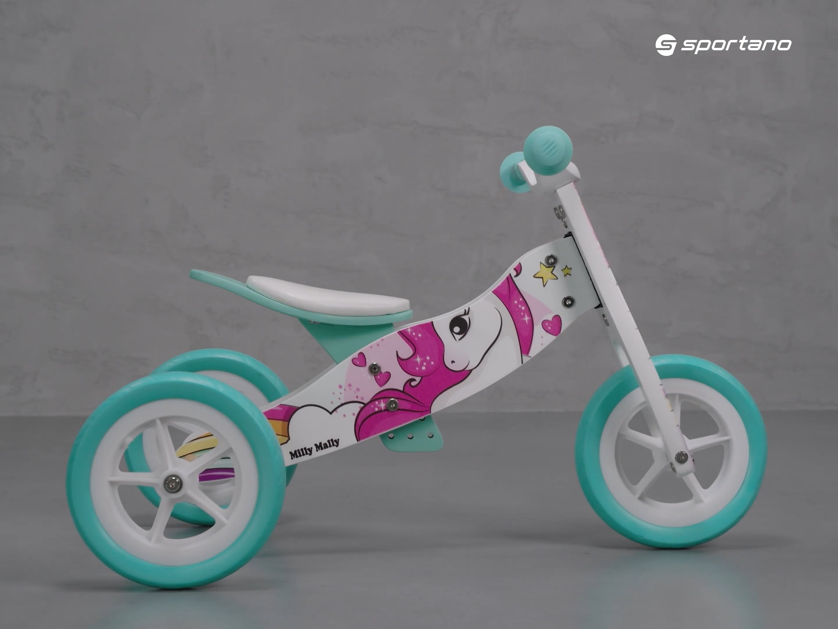 Rowerek biegowy trójkołowy Milly Mally 2w1 Cool unicorn